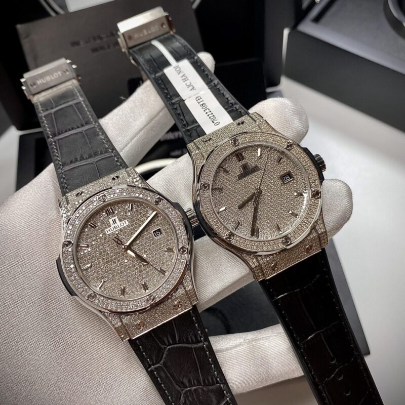 ĐỒNG HỒ HUBLOT ĐỘ FULL KIM CƯƠNG MOISSANITE MÀU GREY 38MM