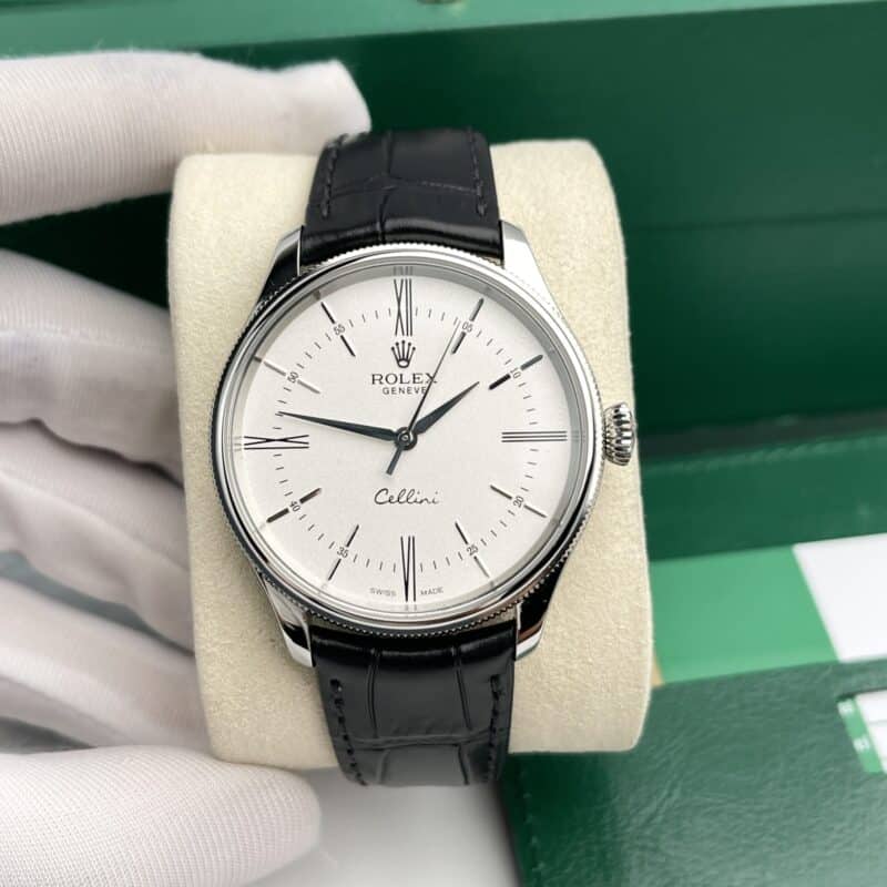 ĐỒNG HỒ ROLEX REP 1:1 CELLINI DÂY DA MÀU ĐEN 39MM