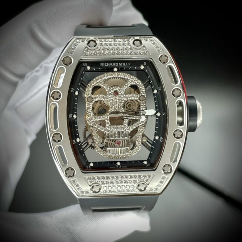 ĐỒNG HỒ NAM RICHARD MILLE RM 052 SKULL REP 11 ĐÍNH ĐÁ 42MM