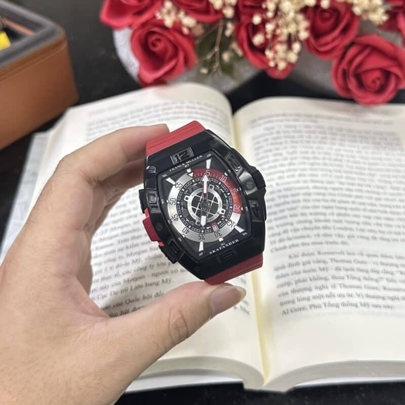 ĐỒNG HỒ FRANCK MULLER SKAFANDER REPLICA 11 DÂY CAO SU MÀU ĐỎ 46X57MM