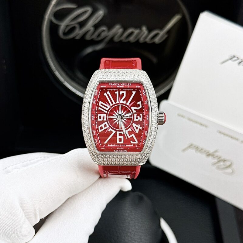 ĐỒNG HỒ FRANCK MULLER V32 NỮ MÀU ĐỎ SUPER FAKE 11 MÁY NHẬT 36MM