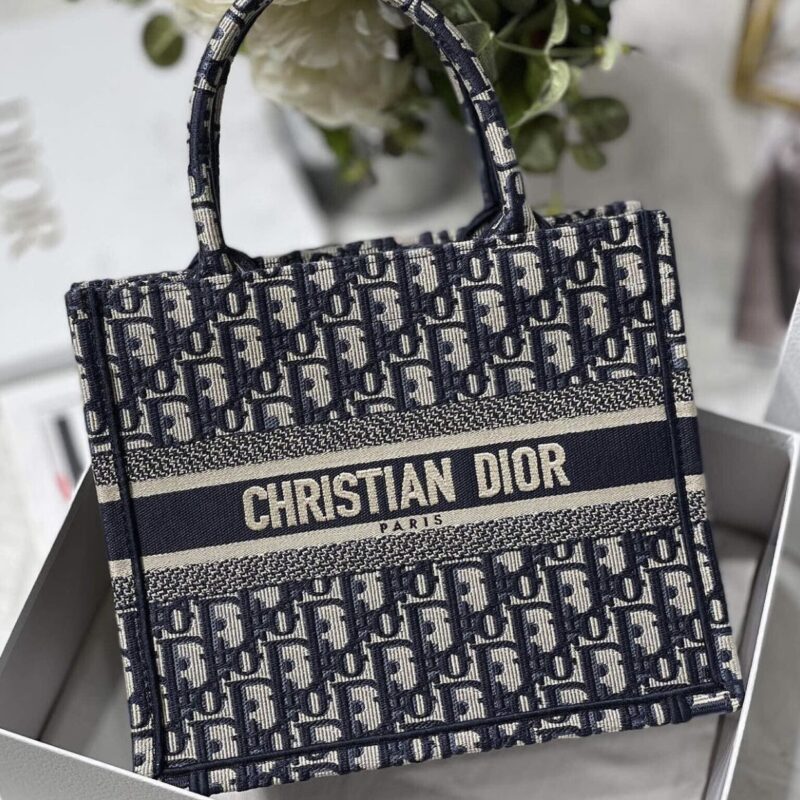 TÚI XÁCH DIOR BOOK TOTE SMALL BLUE OBLIQUE JACQUARD VIP LIKE AUTH 26CM
