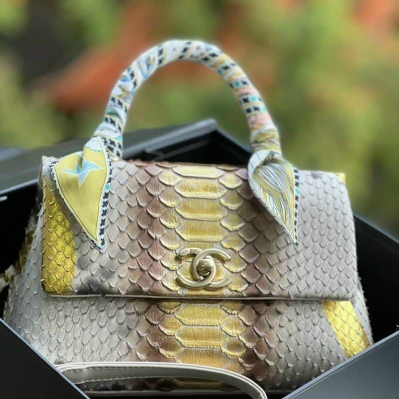 TÚI NỮ XÁCH TAY CHANEL COCO VÂN DA TRĂN SIÊU CẤP KHÓA VÀNG THỜI THƯỢNG