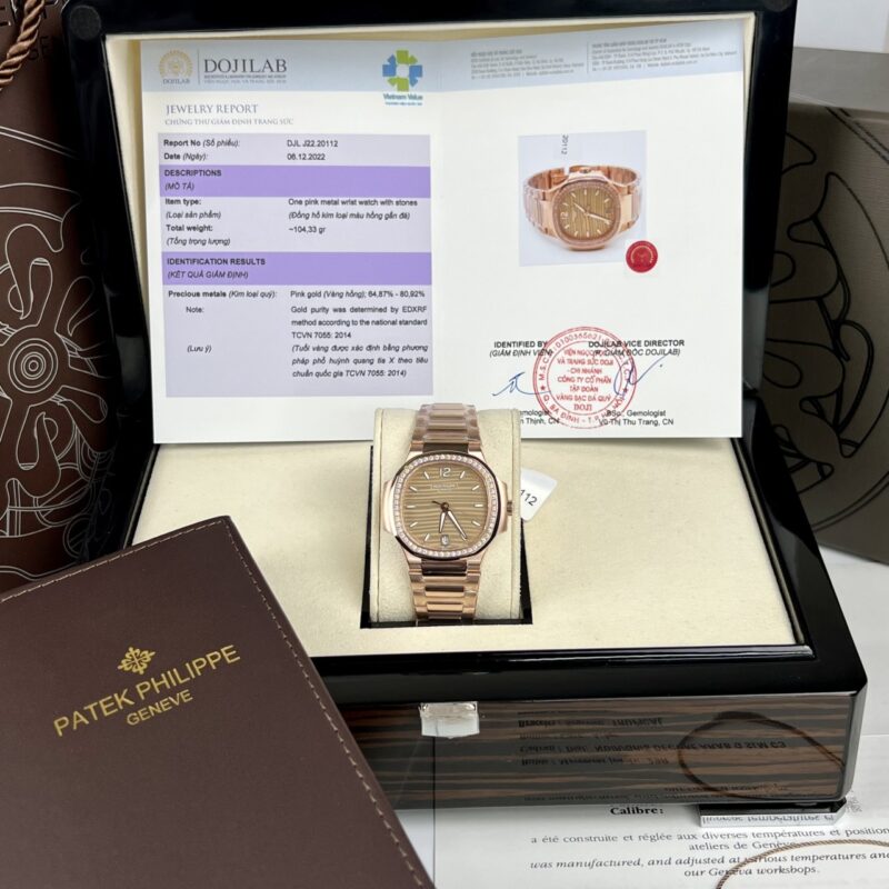 ĐỒNG HỒ PATEK PHILIPPE NAUTILUS 7118/1200R-010 REPLICA BỌC VÀNG HỒNG ĐÍNH ĐÁ
