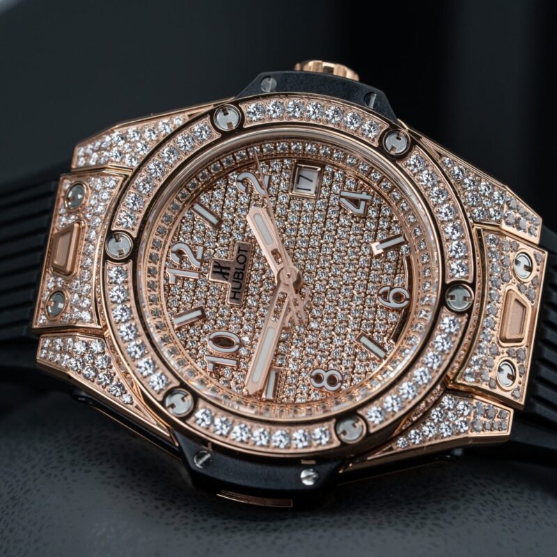 ĐỒNG HỒ HUBLOT BIG BANG ONE CLICK KING GOLD FULL PAVÉ REP 11 SIÊU CẤP