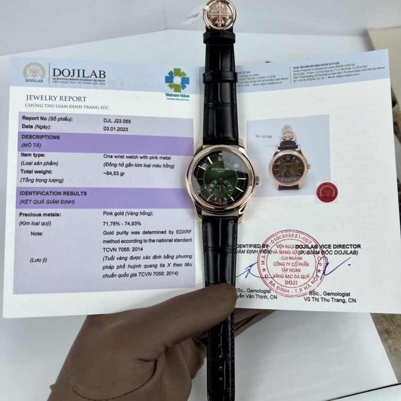 ĐỒNG HỒ NAM PATEK PHILIPPE 5205R-010 FAKE SIÊU CẤP BỌC VÀNG 18K VIP