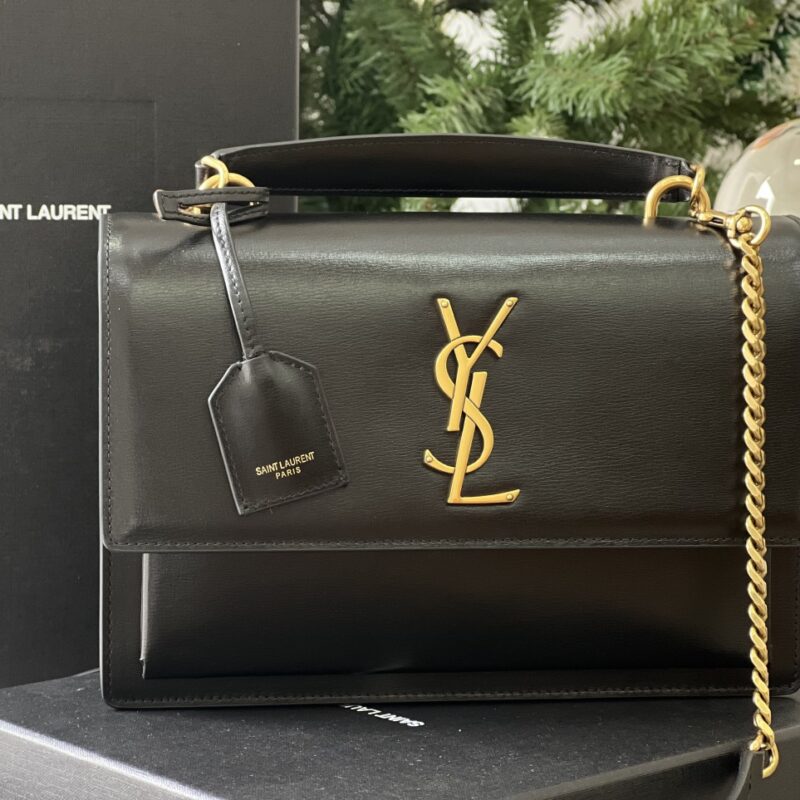TÚI XÁCH YSL SAINT LAURENT CALFSKIN MEDIUM SUNSET SHOULDER BAG SIÊU CẤP LIKE AUTH MÀU ĐEN