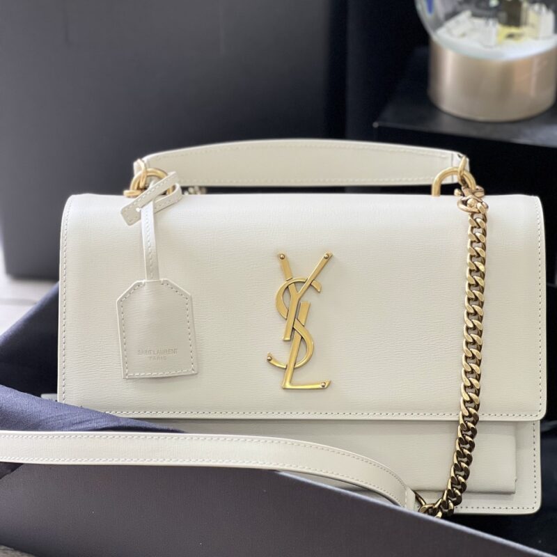 TÚI XÁCH YSL SAINT LAURENT CALFSKIN MEDIUM SUNSET SHOULDER BAG SIÊU CẤP LIKE AUTH MÀU TRẮNG