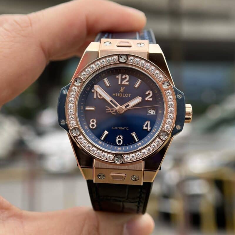 HUBLOT BIGBANG ONE CLICK FAKE 11 THỤY SỸ MẶT SỐ XANH VỎ MẠ VÀNG HỒNG 39MM