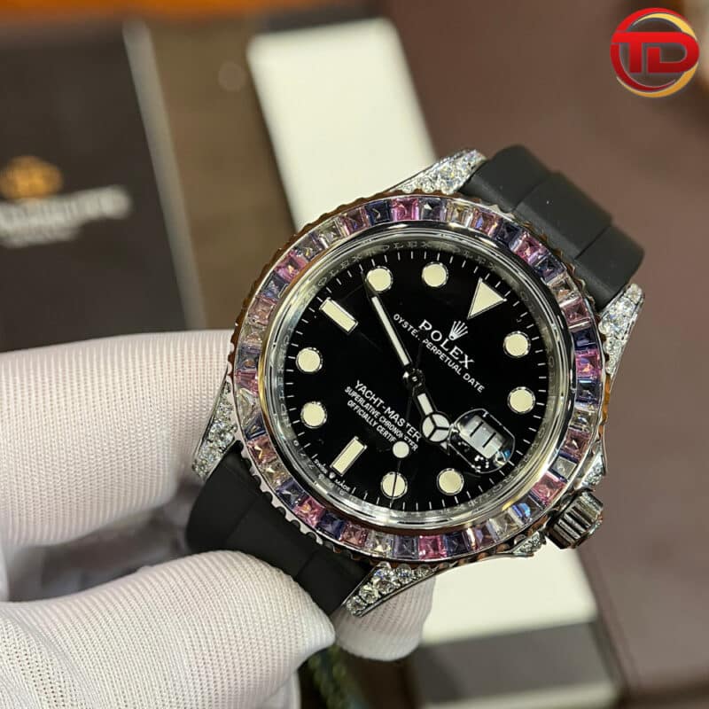 ĐỒNG HỒ ROLEX REP 11 YACHT MASTER NIỀNG ĐÁ THẠCH ANH TÍM JVS FACTORY 40MM