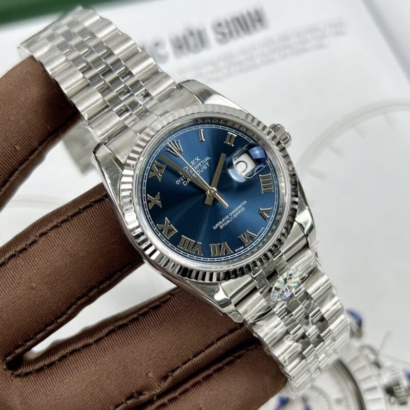 ĐỒNG HỒ ROLEX DATEJUST MẶT XANH LAM CỌC SỐ LA MÃ REP 1:1 AR FACTORY