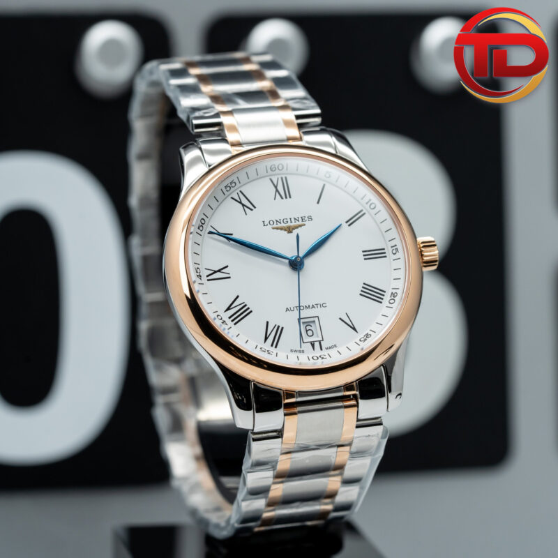 ĐỒNG HỒ LONGINES MASTER COLLECTION REPLICA MẶT TRẮNG VIỀN VÀNG HỒNG