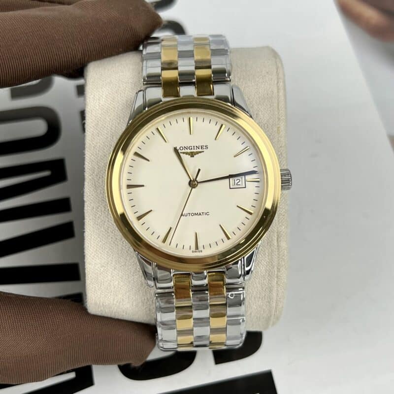 ĐỒNG HỒ LONGINES FLAGSHIP MẶT TRẮNG DEMI VÀNG REP 11 THỤY SỸ