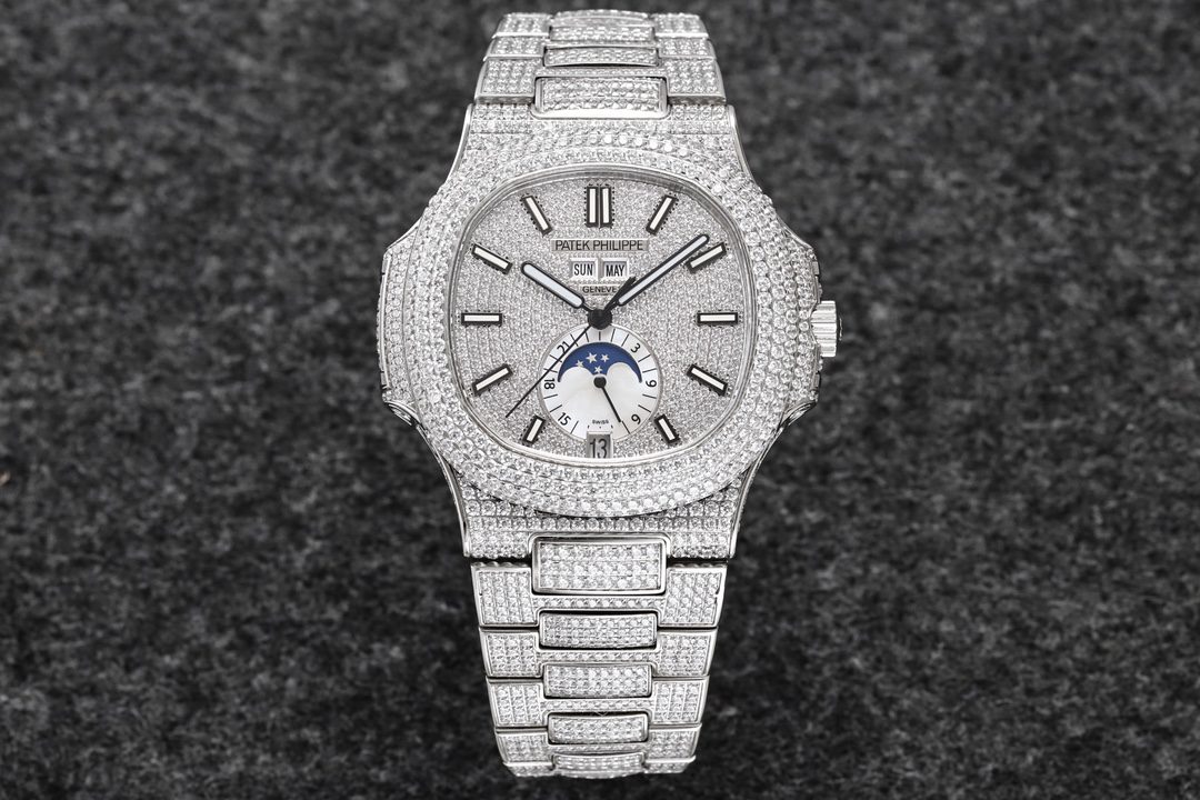 patek-philippe-nautilus-5726-đinh-full-da-R8-factory ĐỒNG HỒ PATEK PHILIPPE NAUTILUS 5726/1A-014 REPLCIA 1:1 FULL ĐÁ R8 FACTORY