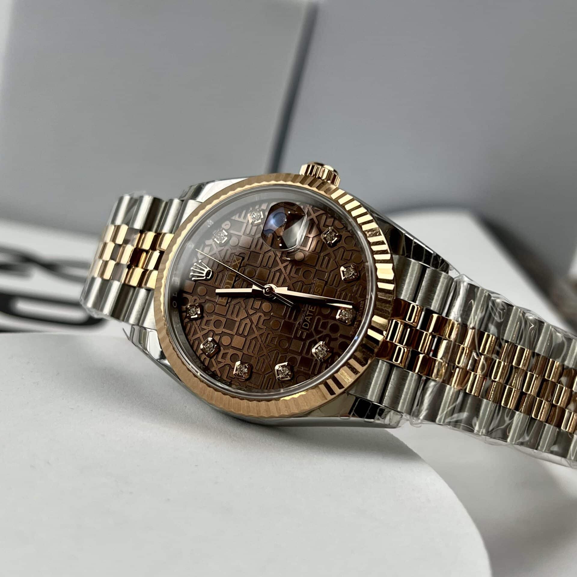 rolex-date-just-mat-chocolate-vi-tinh-ew-4 ĐỒNG HỒ ROLEX DATEJUST REP 1:1 MÀU CHOCOLATE MẶT SỐ VI TÍNH EW FACTORY
