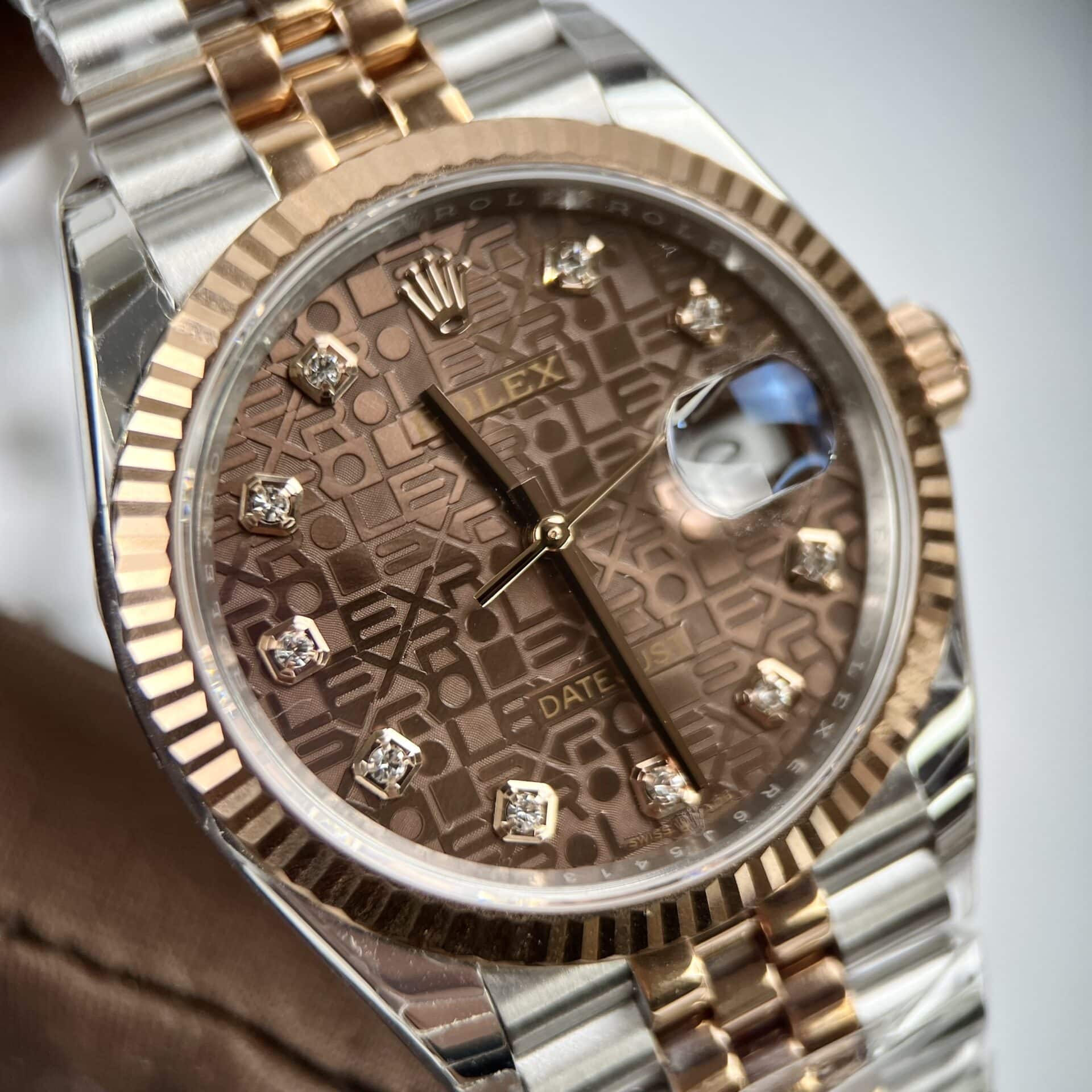 rolex-date-just-mat-chocolate-vi-tinh-ew-5 ĐỒNG HỒ ROLEX DATEJUST REP 1:1 MÀU CHOCOLATE MẶT SỐ VI TÍNH EW FACTORY