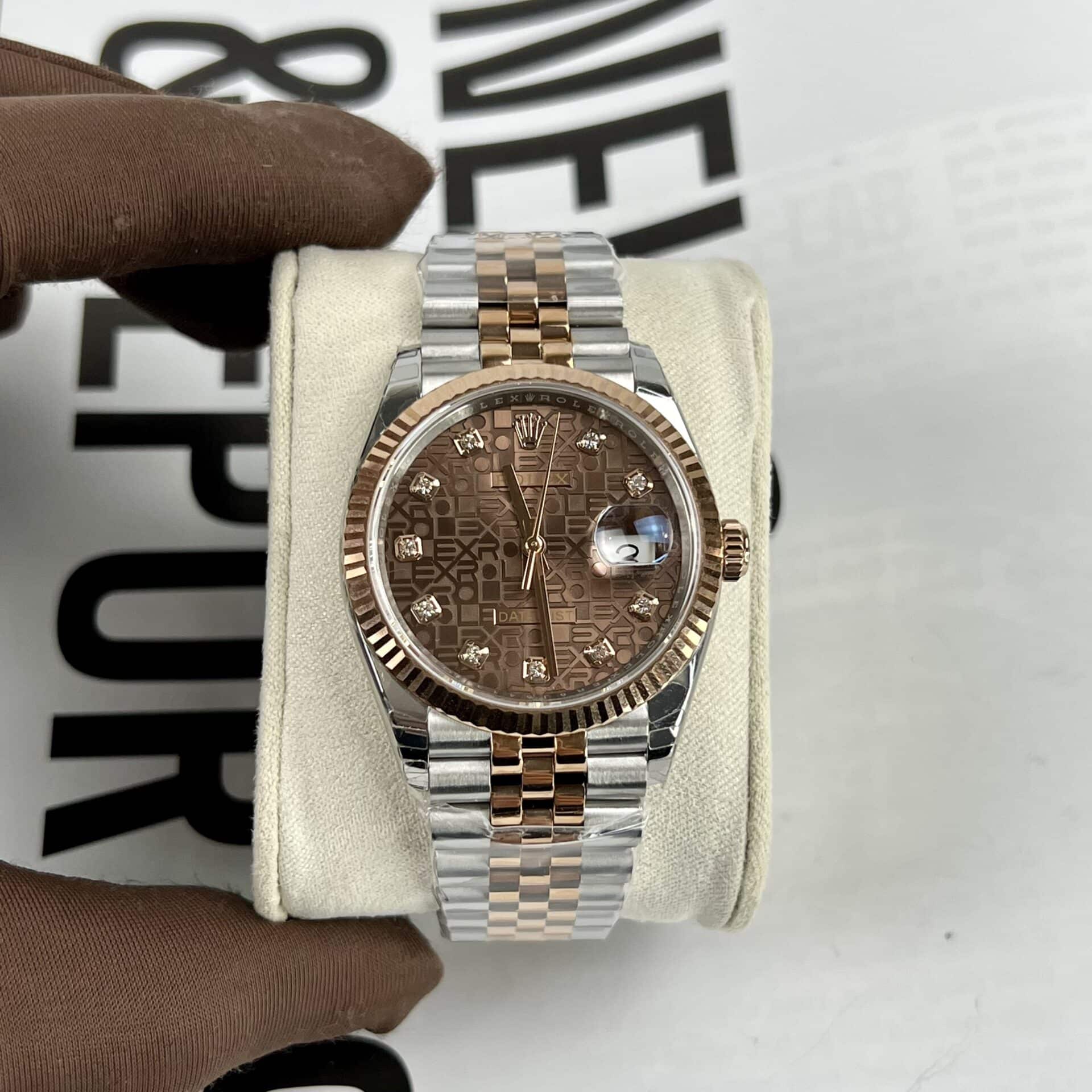 rolex-date-just-mat-chocolate-vi-tinh-ew ĐỒNG HỒ ROLEX DATEJUST REP 1:1 MÀU CHOCOLATE MẶT SỐ VI TÍNH EW FACTORY