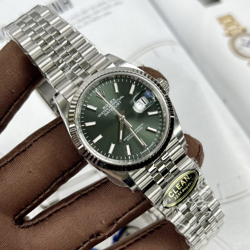 ĐỒNG HỒ ROLEX DATEJUST MẶT XANH LÁ CÂY CỌC SỐ DẠ QUANG REP 1:1 CLEAN FACTORY