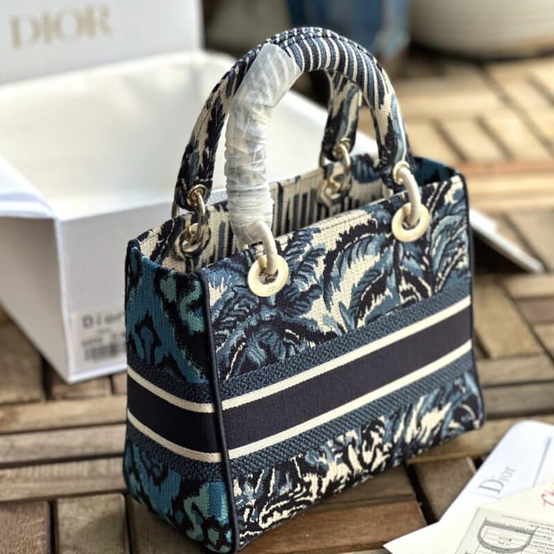 TÚI XÁCH NỮ DIOR LADY SMALL SIZE SIÊU CẤP HỌA TIẾT THÊU TAY FULLBOX HỌA TIẾT XÂY DỪA XANH
