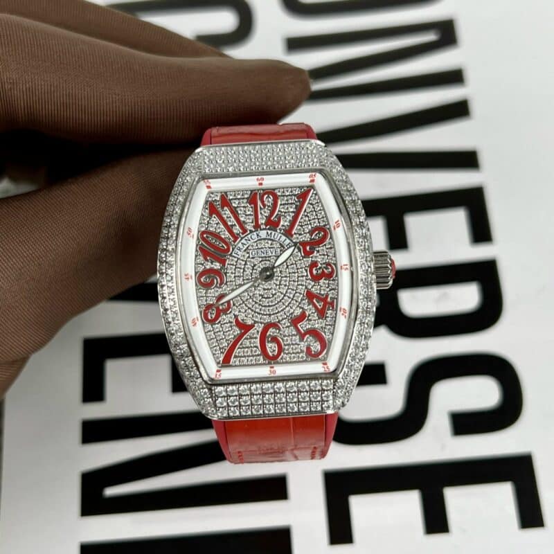 ĐỒNG HỒ NỮ FRANCK MULLER VANGARD V32 SIÊU CẤP MÁY THỤY SĨ MÀU ĐỎ ABF