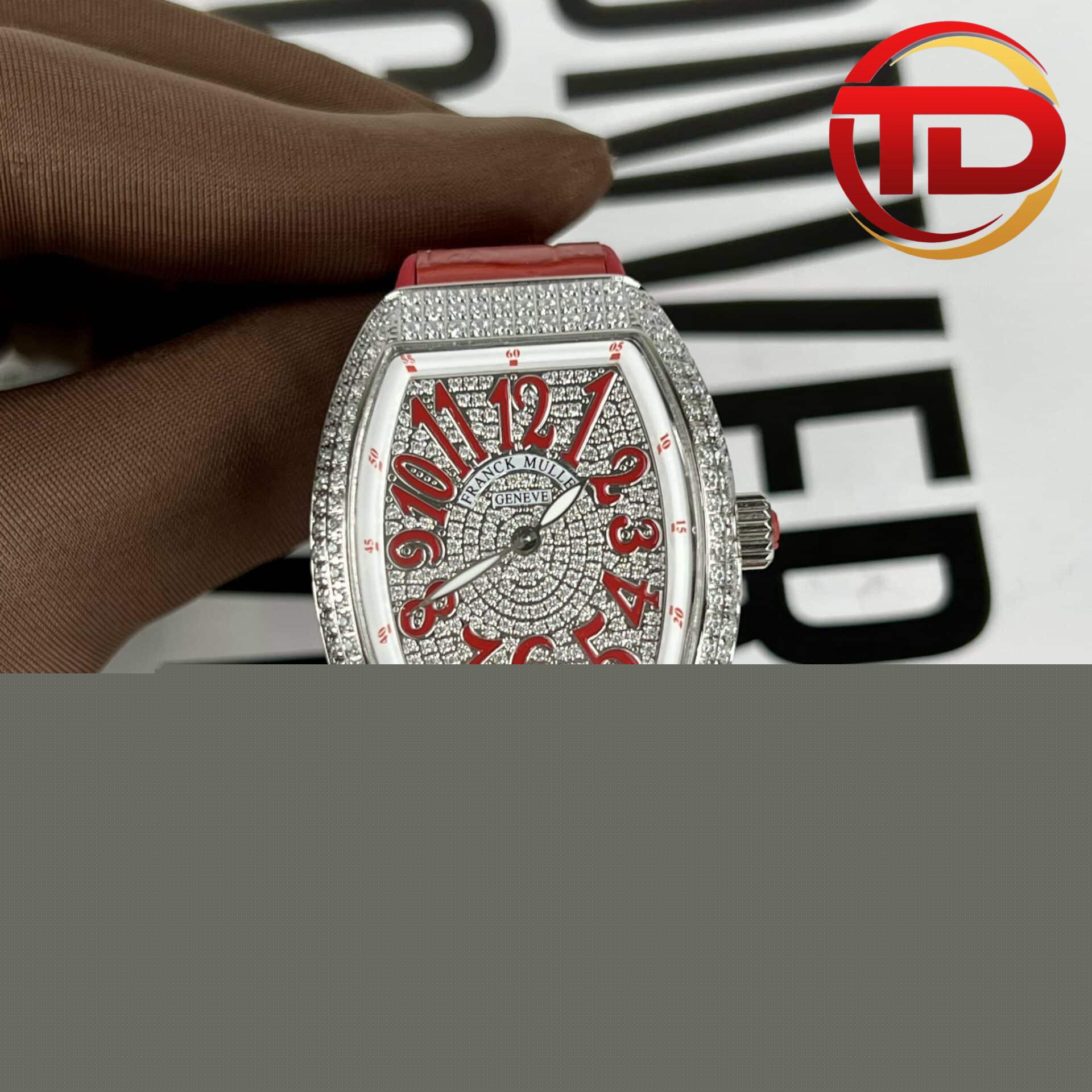 FRANCK MULLER NỮ V32 FAKE 11 MÀU ĐỎ ABF ĐỒNG HỒ NỮ FRANCK MULLER VANGARD V32 SIÊU CẤP MÁY THỤY SĨ MÀU ĐỎ ABF