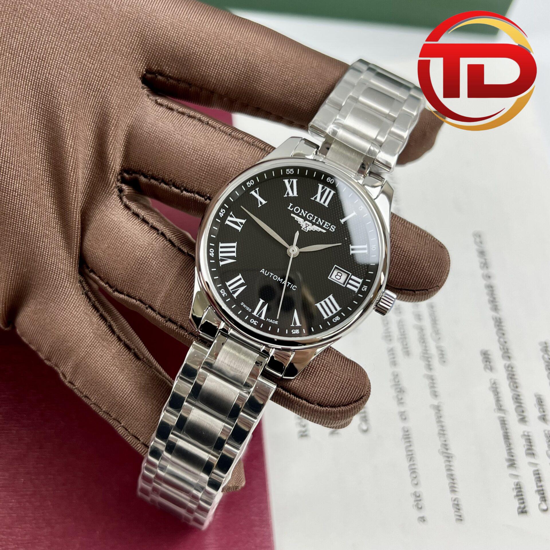 đồng hồ longines L2.793.4.51.6 - 3 ĐỒNG HỒ LONGINES MASTER COLLECTION L2.793.4.51.6 MẶT ĐEN FAKE 1:1