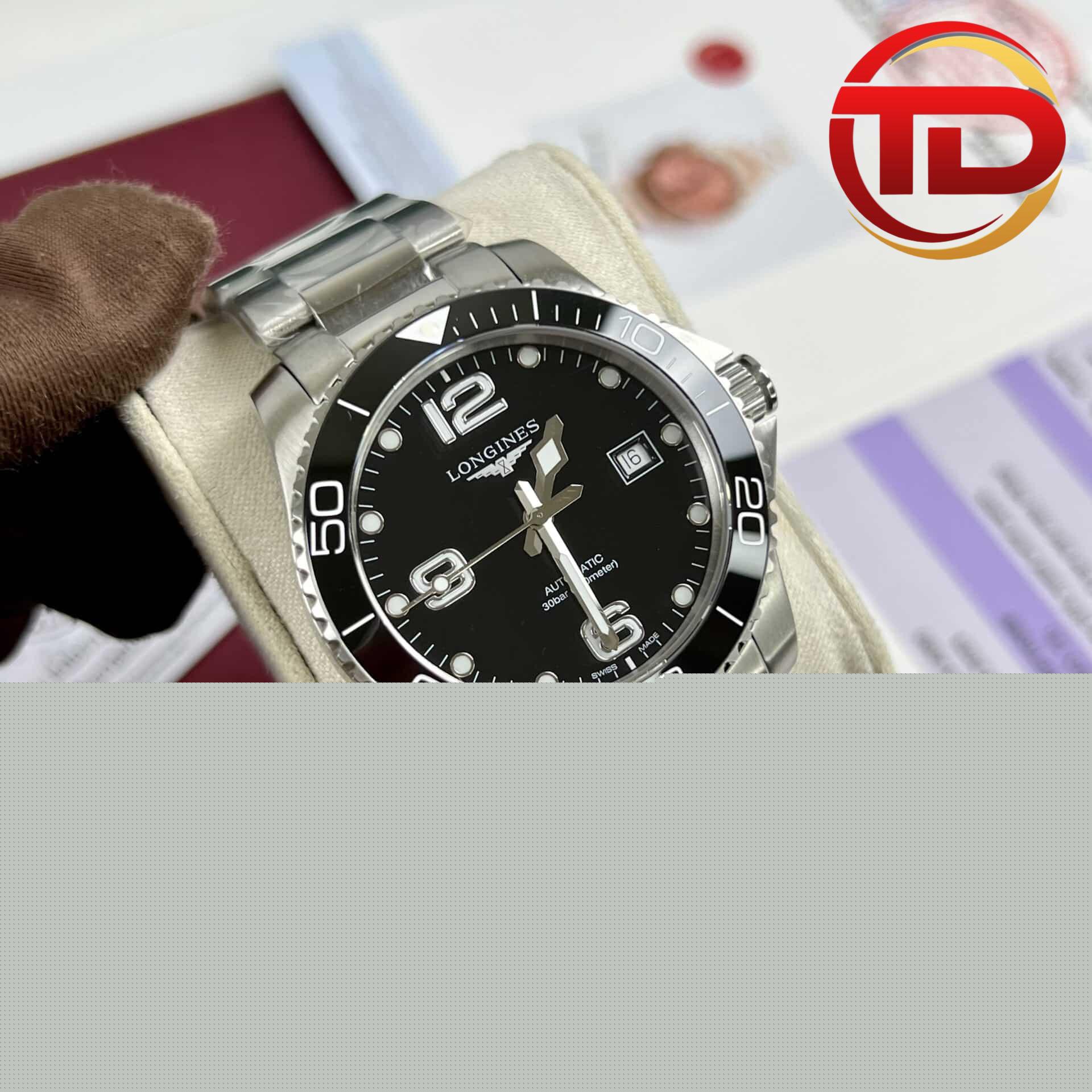 đồng hồ longines hydroconquest mặt số đen - 2 ĐỒNG HỒ LONGINES HYDROCONQUEST MẶT SỐ ĐEN FAKE CAO CẤP