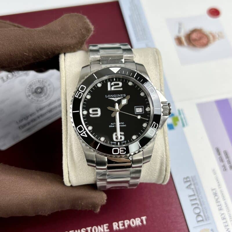 ĐỒNG HỒ LONGINES HYDROCONQUEST MẶT SỐ ĐEN FAKE CAO CẤP