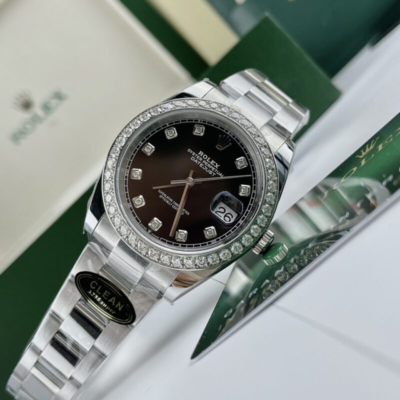 ĐỒNG HỒ ROLEX DATEJUST 126284RBR MẶT ĐEN NIỀNG KIM CƯƠNG MOISSANITE CLEAN FACTORY