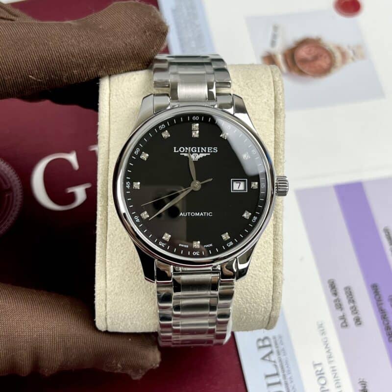 ĐỒNG HỒ LONGINES MASTER L2.518.4.57.6 MẶT SỐ ĐEN FAKE 1:1 CAO CẤP
