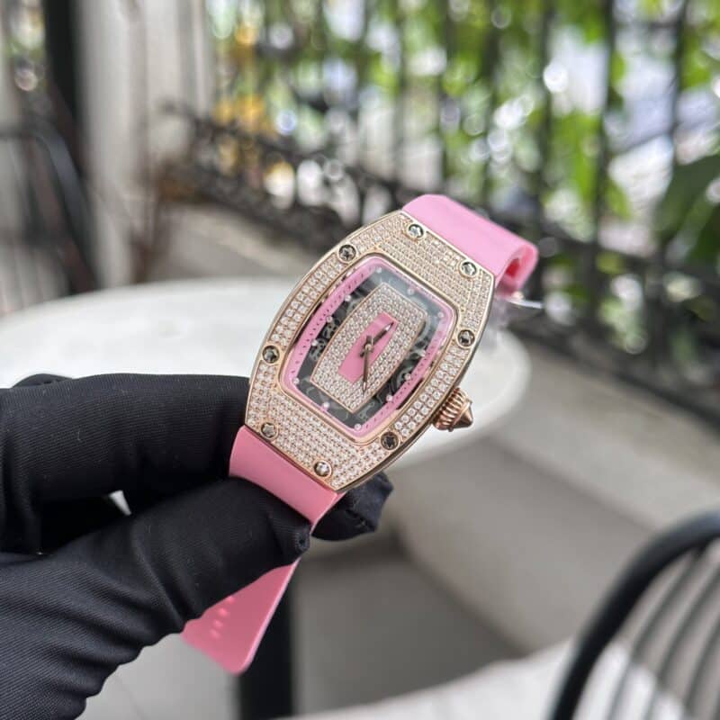 ĐỒNG HỒ RICHARD MILLE RM 007 MÀU HỒNG ĐÍNH FULL ĐÁ CAO CẤP 36MM