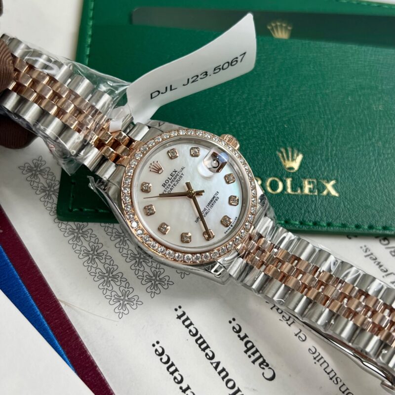 ĐỒNG HỒ ROLEX DATEJUST NỮ BỌC VÀNG NIỀNG ĐÁ REP 1:1 CAO CẤP