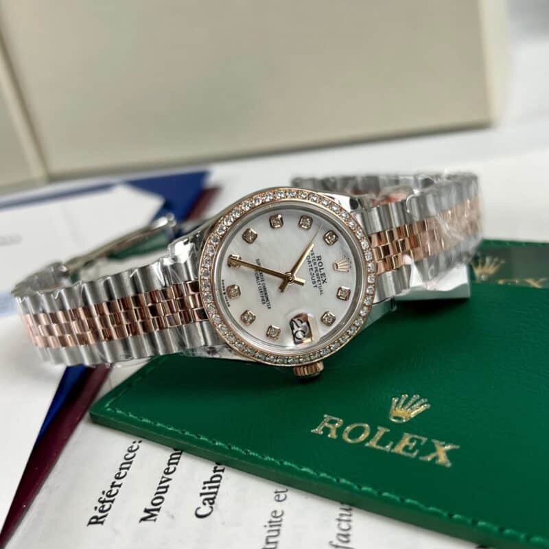 ĐỒNG HỒ ROLEX DATEJUST NỮ BỌC VÀNG NIỀNG ĐÁ REP 1:1 CAO CẤP