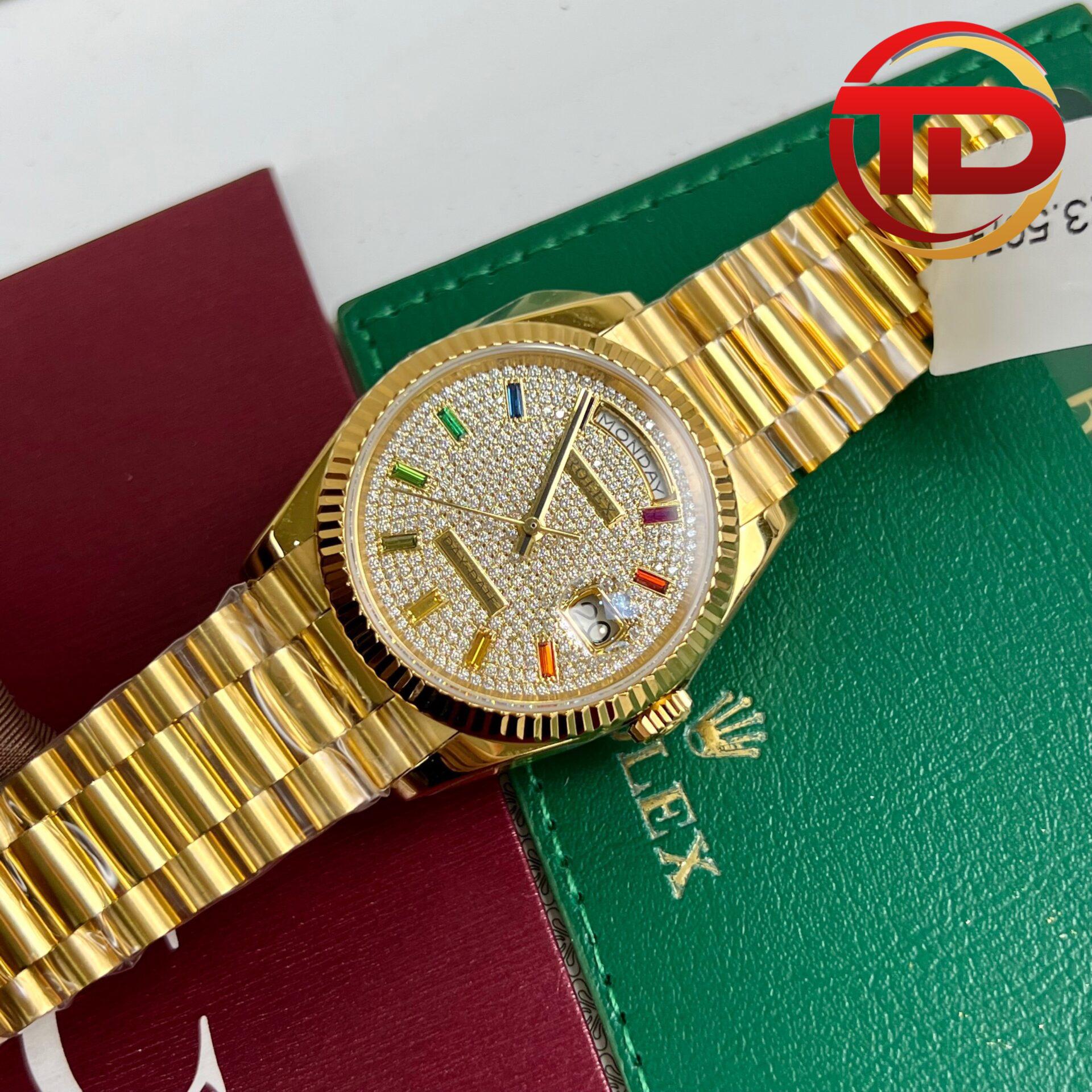 rolex day-date bọc vàng - 4 ĐỒNG HỒ ROLEX DAY-DATE 128348 RAINBOW BỌC VÀNG 18K REP 1:1 CAO CẤP