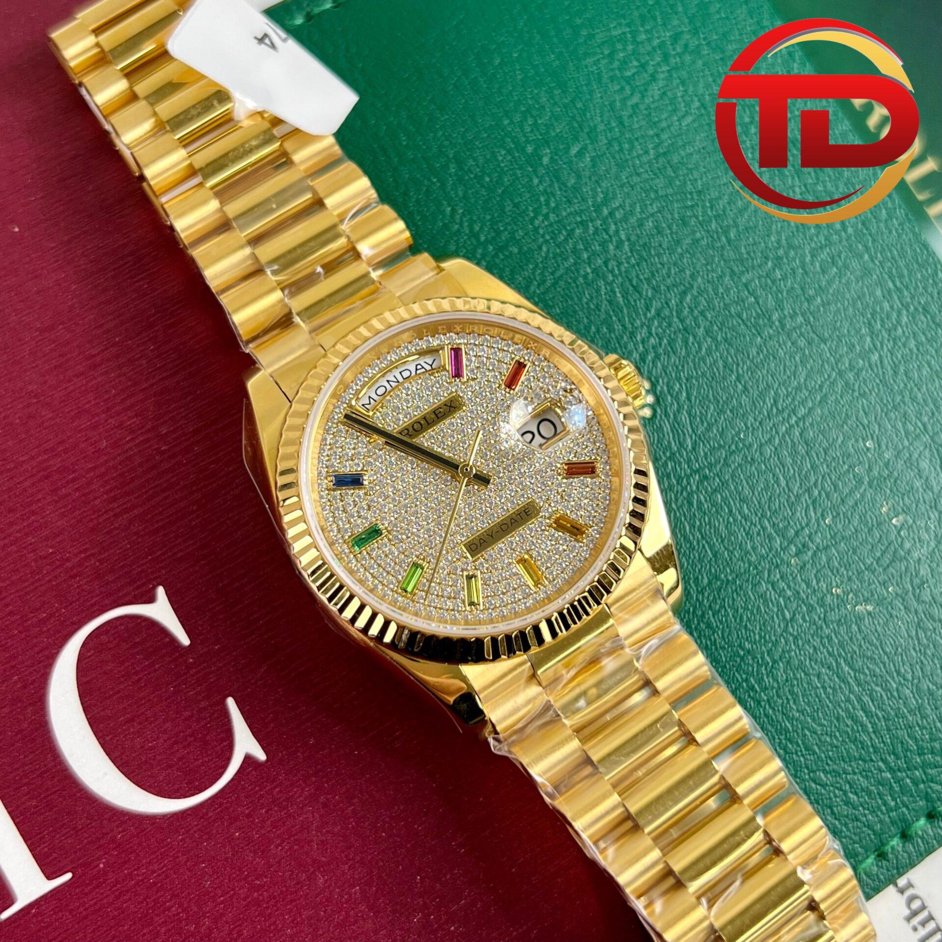 rolex day-date bọc vàng - 5 ĐỒNG HỒ ROLEX DAY-DATE 128348 RAINBOW BỌC VÀNG 18K REP 1:1 CAO CẤP