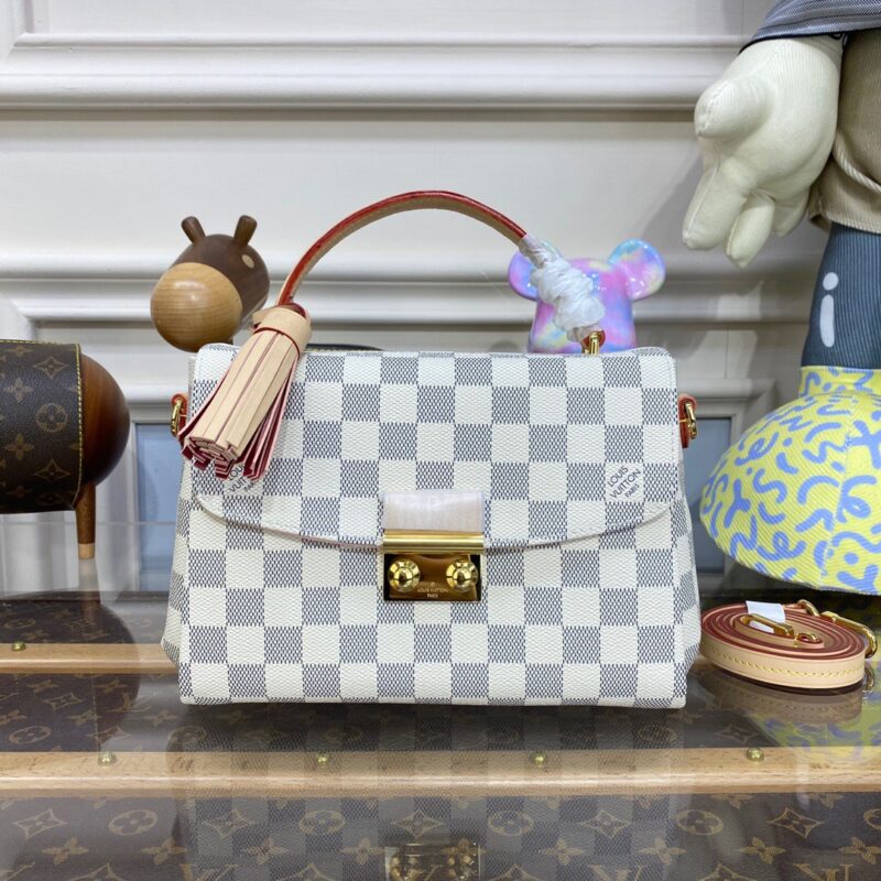 TÚI XÁCH LV LOUIS VUITTON CROISETTE DAMIER EBENE BAG SIÊU CẤP MÀU GHI TRẮNG