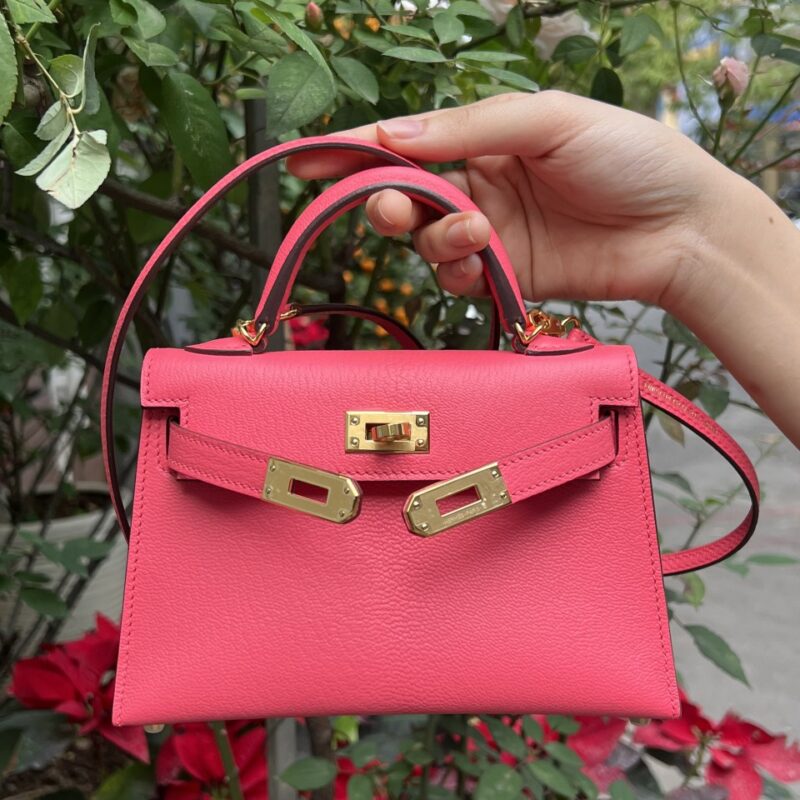 TÚI HERMES KELLY MINI K20 CHEVEW KHÂU TAY SIÊU CẤP LIKE AUTH MÀU HỒNG ĐỎ