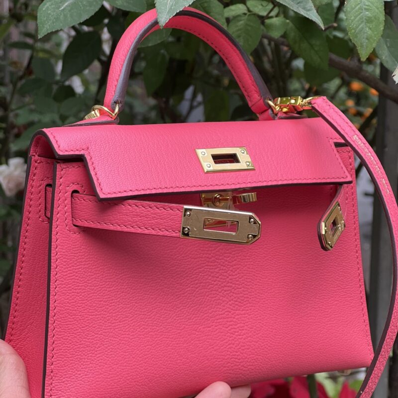 TÚI HERMES KELLY MINI K20 CHEVEW KHÂU TAY SIÊU CẤP LIKE AUTH MÀU HỒNG ĐỎ