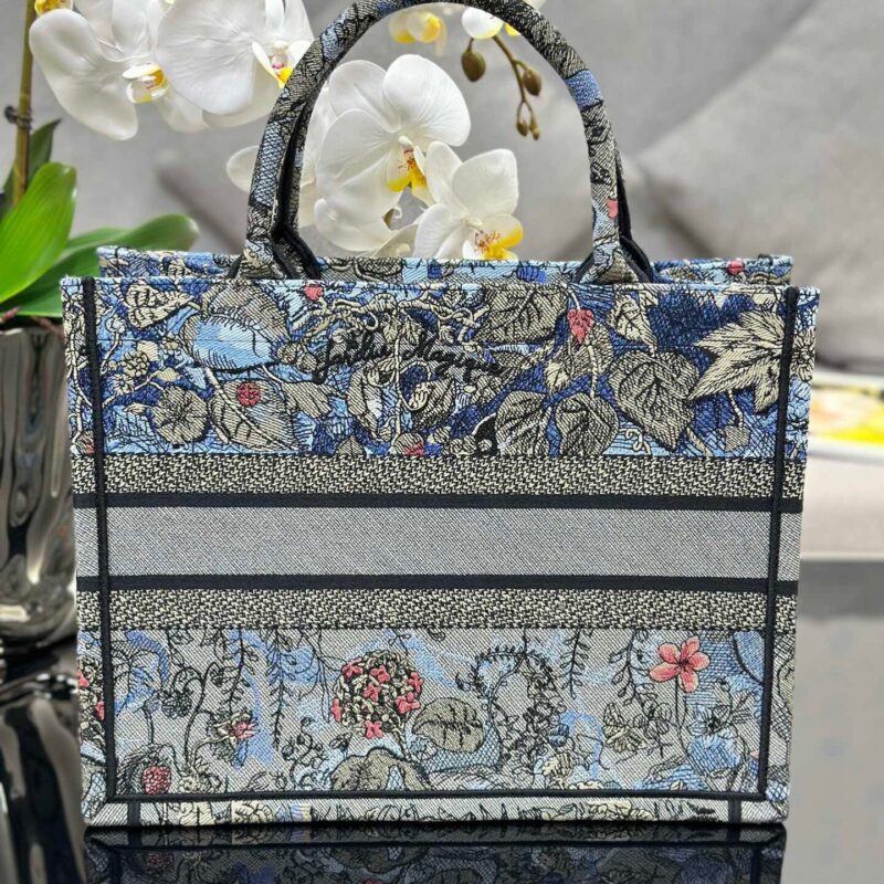TÚI DIOR WOMEN BOOK TOTE MEDIUM SIZE SIÊU CẤP HOA XANH