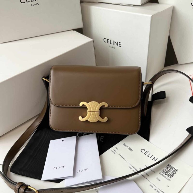 TÚI ĐEO CHÉO CELINE MEDIUM TRIOMPHE LEATHER SHOULDER BAG NGUYÊN BẢN FULLBOX