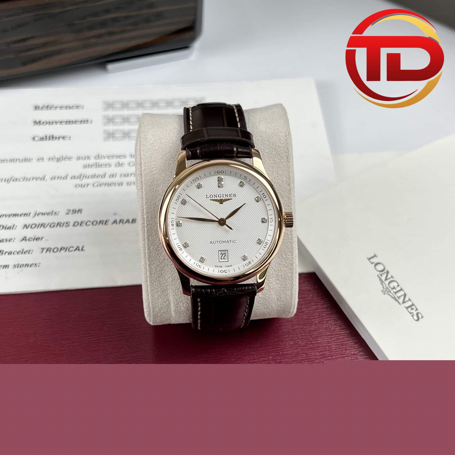 Longines Master Collection vỏ vàng hồng dây da