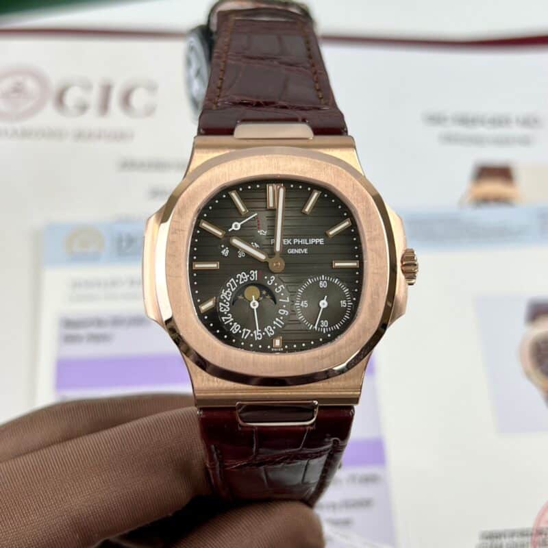 ĐỒNG HỒ PATEK PHILIPPE NAUTILUS 5712R BỌC VÀNG HỒNG MẶT SỐ ĐEN ZF FACTORY