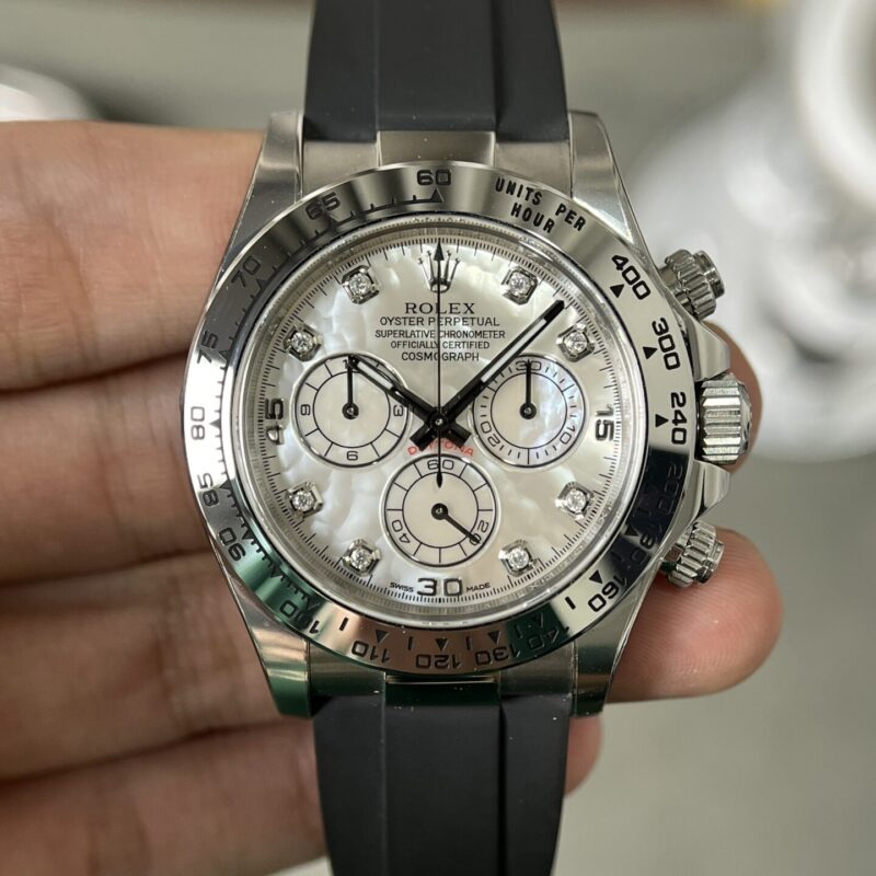 ĐỒNG HỒ ROLEX DAYTONA MẶT SỐ MOP CỌC SỐ KIM CƯƠNG MOISSANITE BT FACTORY