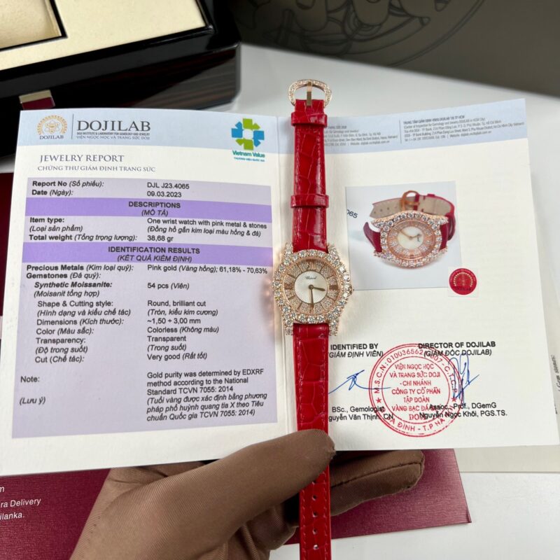 ĐỒNG HỒ CHOPARD L'HEURE DU DIAMANT BỌC VÀNG HỒNG ĐÍNH FULL KIM CƯƠNG MOISSANITE