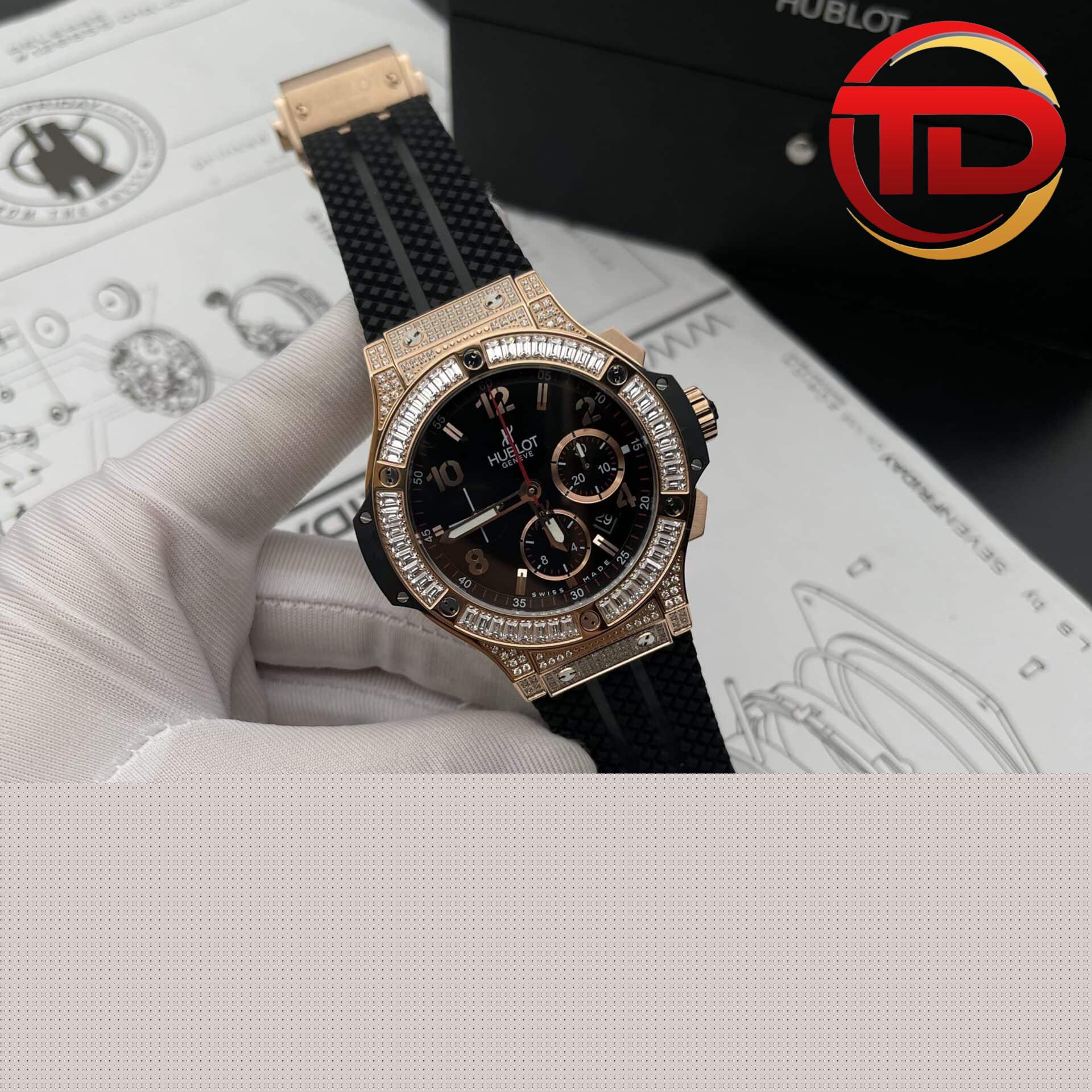 hublot big bang viền đá baguette - 3 ĐỒNG HỒ HUBLOT BIG BANG VÀNG HỒNG VIỀN ĐÁ BAGUETTE FAKE 1:1 HB FACTORY