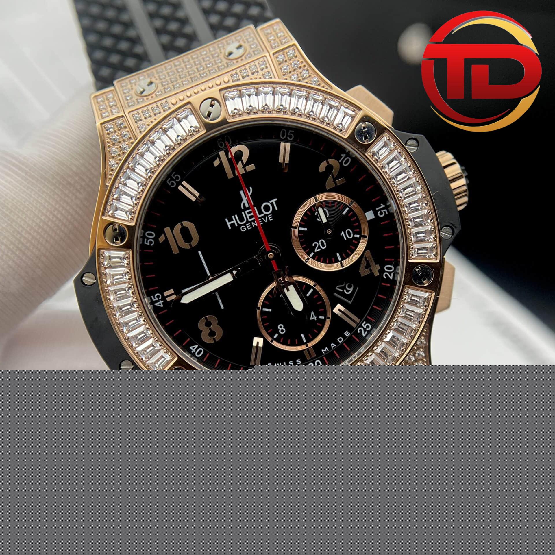 hublot big bang viền đá baguette ĐỒNG HỒ HUBLOT BIG BANG VÀNG HỒNG VIỀN ĐÁ BAGUETTE FAKE 1:1 HB FACTORY