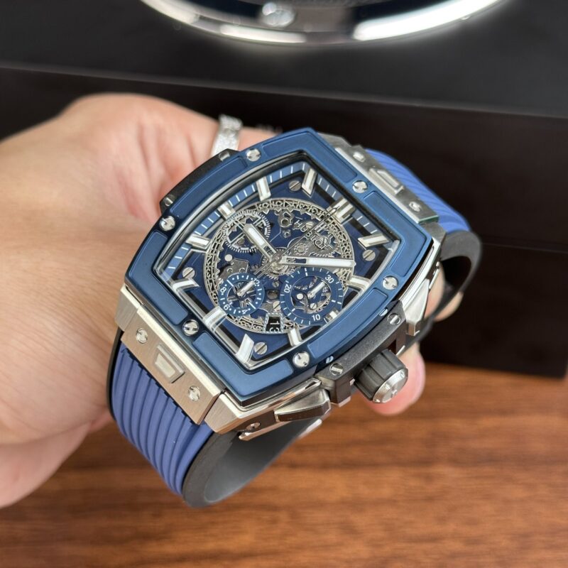 HUBLOT SPIRIT OF BIG BANG VIỀN XANH VỎ XÁM REP 1:1 MS FACTORY 42MM