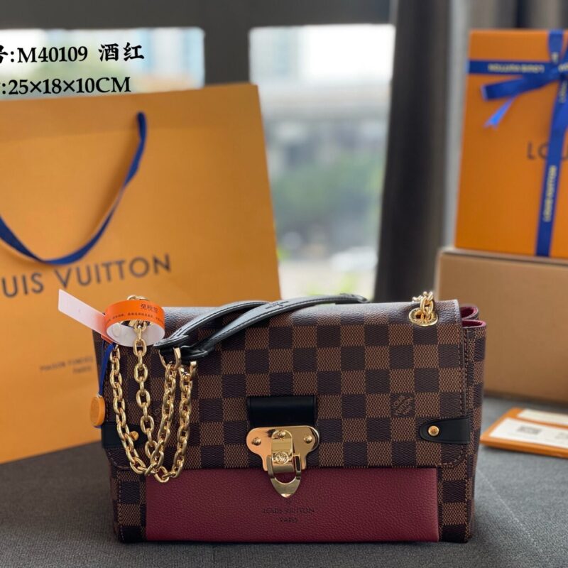 TÚI LV LOUIS VUITTON VAVIN PM DAMIER EBENE RED REPLICA