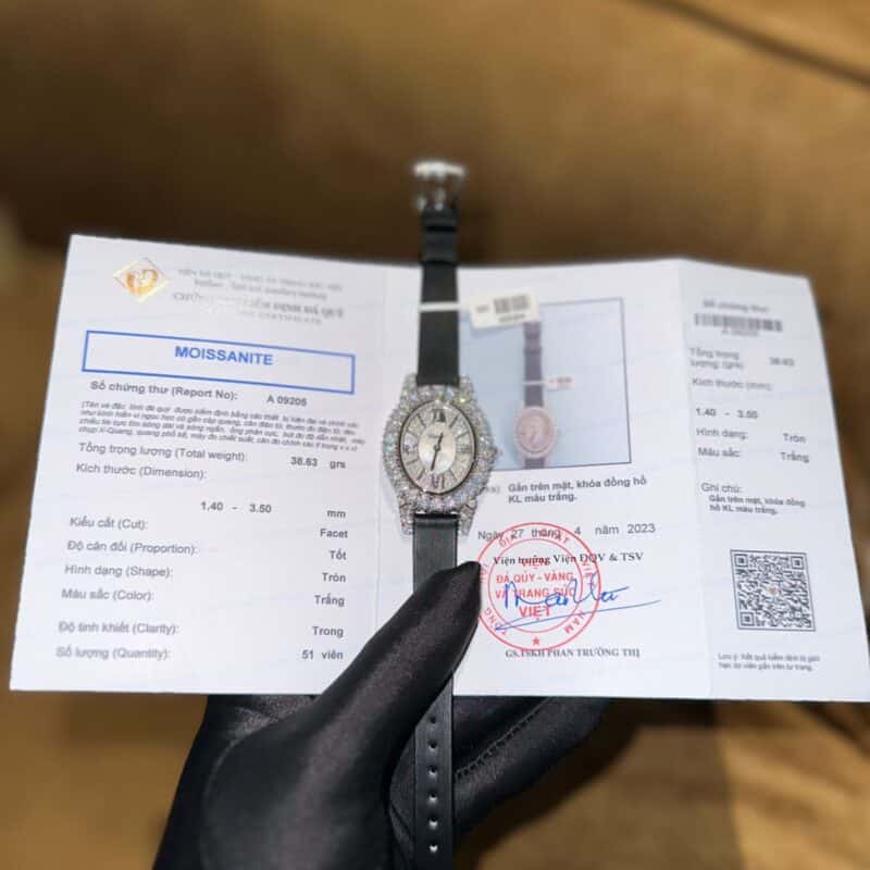 ĐỒNG HỒ CHOPARD L'HEURE DU DIAMANT ĐÍNH KIM CƯƠNG MOISSANITE 40MM