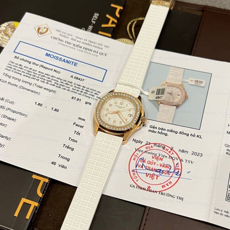 ĐỒNG HỒ PATEK PHILIPPE AQUANAUT 5067 VIỀN KIM MOISSANITE VÀNG HỒNG 35.6MM